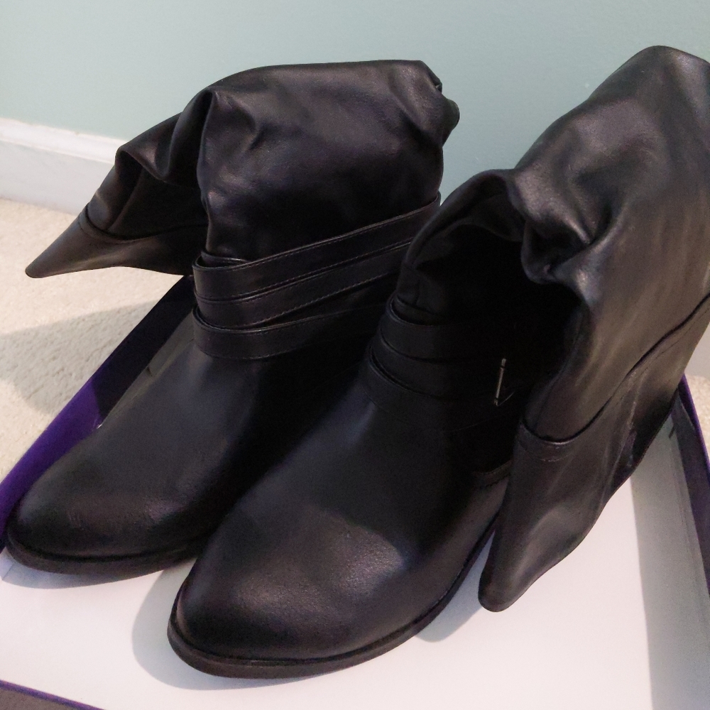 Black Faux Leather Boots